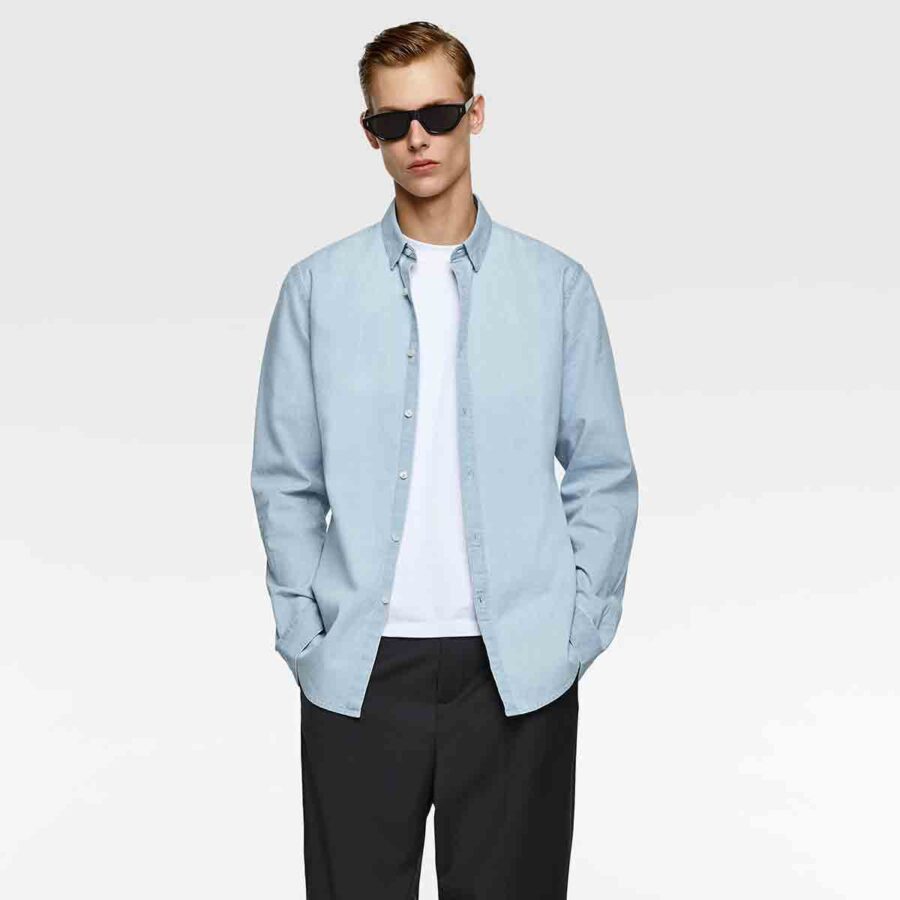 ⁦Washed Denim Shirt⁩ - الصورة ⁦3⁩