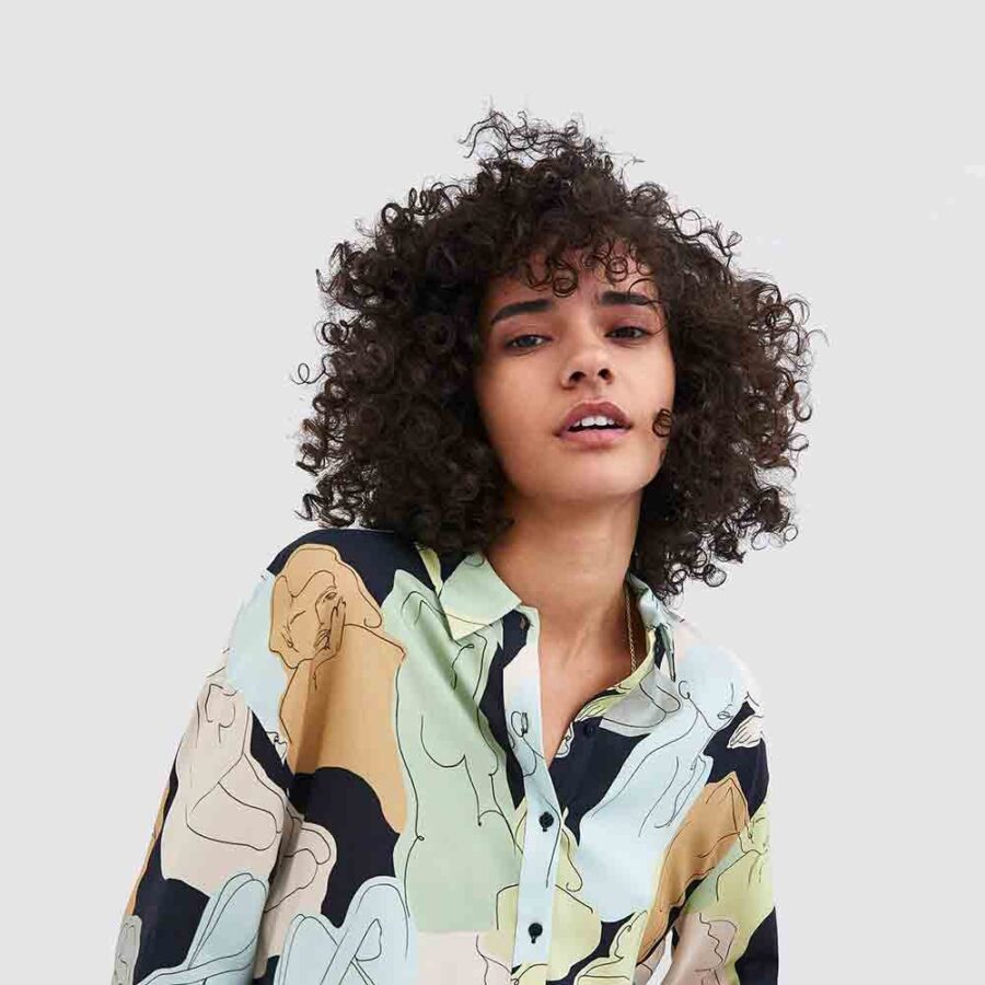 ⁦Abstract Print Cotton Blouse⁩ - الصورة ⁦2⁩
